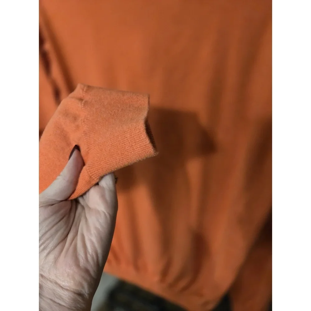 Southern Tide Mens Orange Cotton 1/4 Zip Pullover Sweater Preppy Golf Size L
